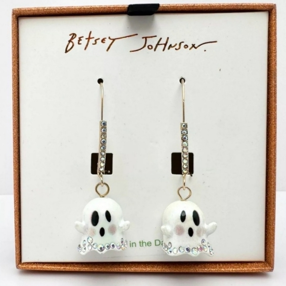 🤍🔹️Betsey Johnson🔹️ Ghost Dangle Earrings Glow in the Dark Halloween